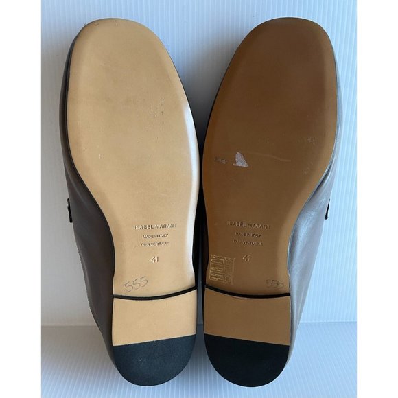 Isabel Marant Gray Leather Loafers w/ Buckle Detail, Size 11 (US) 41 (EU) - Picture 9 of 11